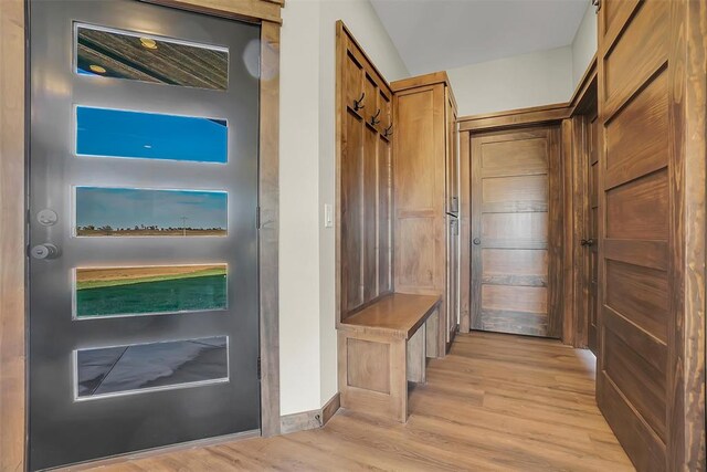 mudroom featuring light hardwood / wood-style floors