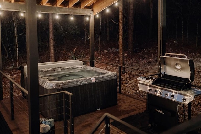 view of patio with a hot tub