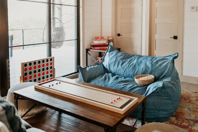 living room with hardwood / wood-style flooring