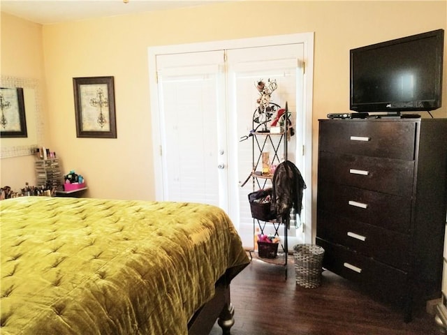 bedroom with a closet and hardwood / wood-style flooring