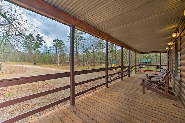 deck featuring a porch