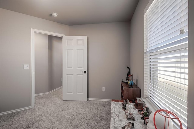 carpeted bedroom featuring multiple windows