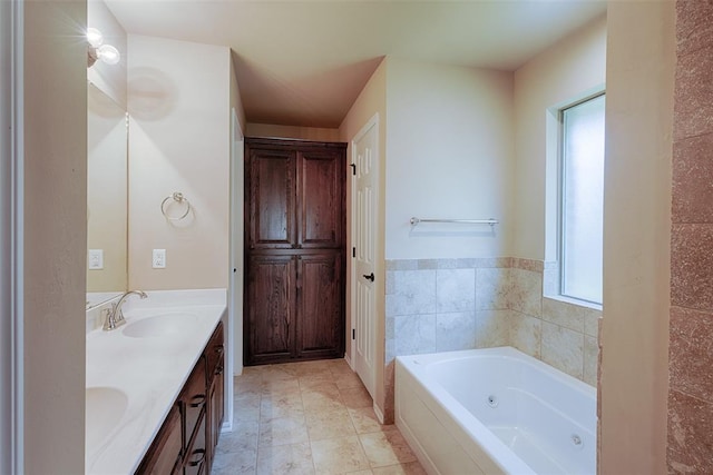 4536 Oasis Ct, Yukon, OK 73099 - bathroom with double vanity and a tub with jets