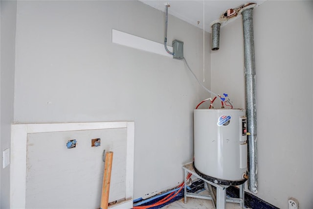 utility room featuring water heater