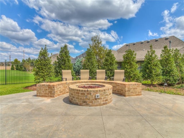 16413 Burgundy E Dr, Edmond, OK 73013 - view of patio featuring a fire pit