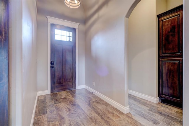 foyer with light hardwood / wood-style flooring