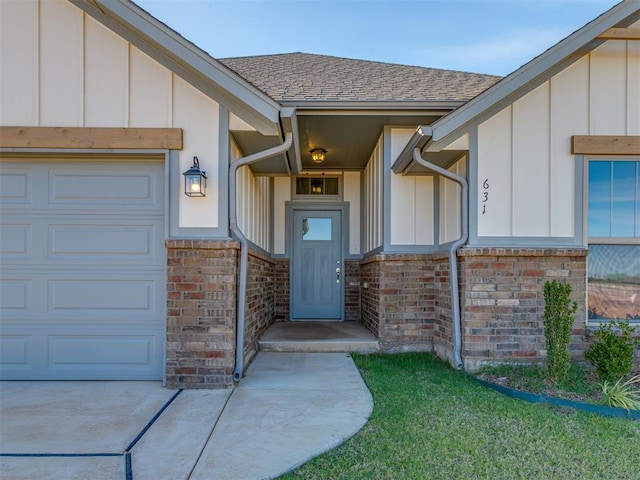 entrance to property featuring a garage