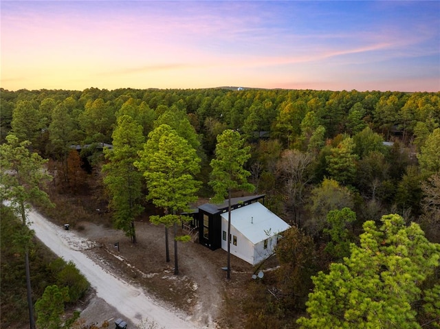 view of aerial view at dusk