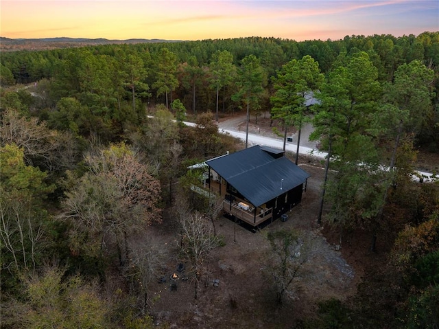 view of aerial view at dusk