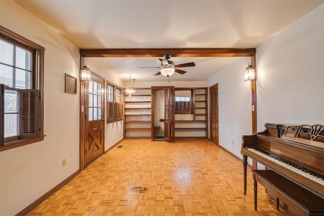 interior space with light parquet floors