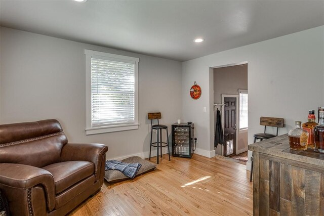 sitting room featuring light wood-type flooring