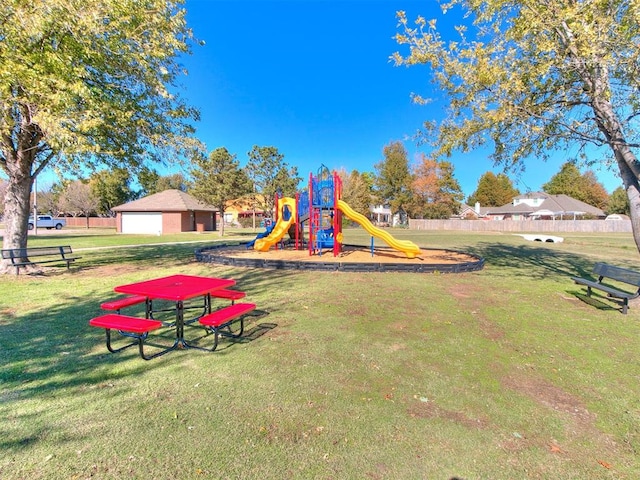 view of playground featuring a yard