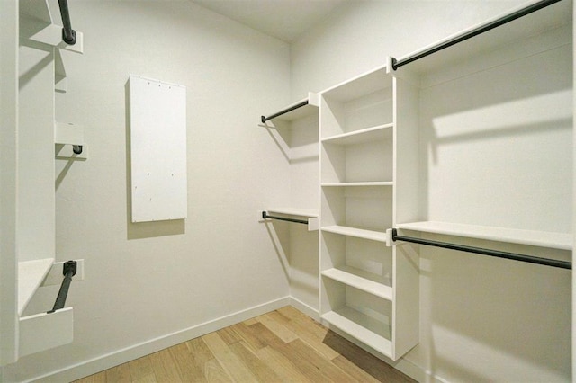 walk in closet featuring light hardwood / wood-style flooring