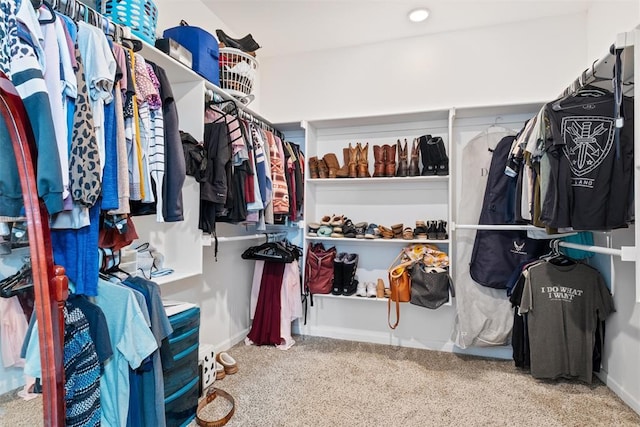 spacious closet featuring carpet floors