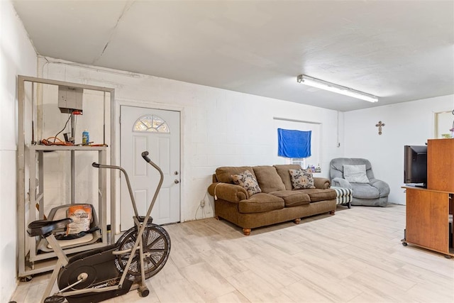 living room with light wood-type flooring