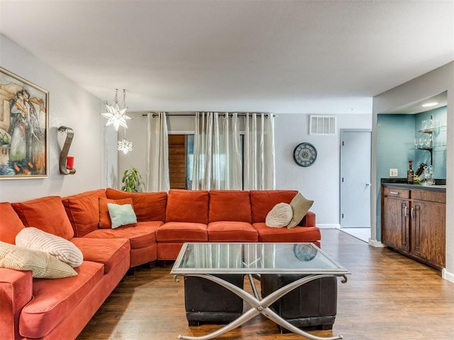 living room featuring hardwood / wood-style floors