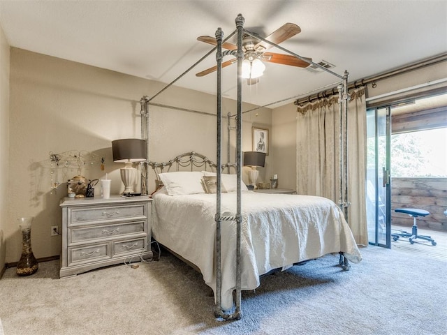 bedroom with carpet floors and ceiling fan