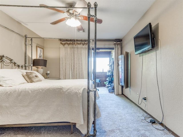 bedroom featuring carpet and ceiling fan