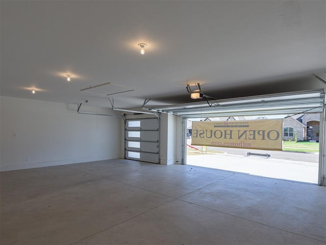 garage with a garage door opener