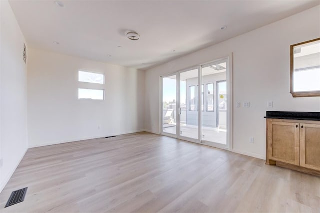 empty room with light wood-type flooring and plenty of natural light