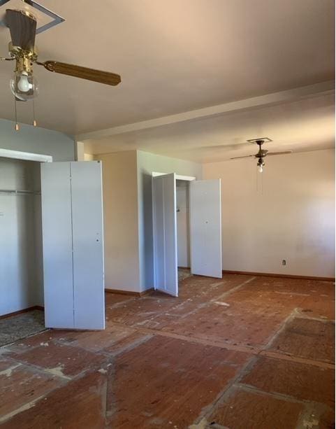 interior space featuring ceiling fan