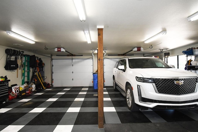 garage with a garage door opener