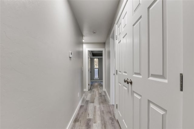 hall with light hardwood / wood-style floors