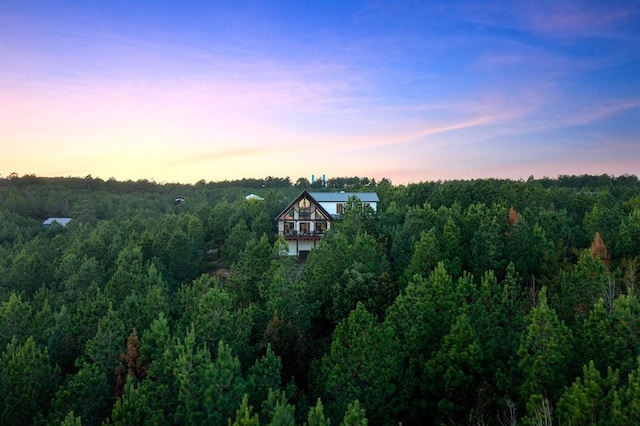 view of aerial view at dusk