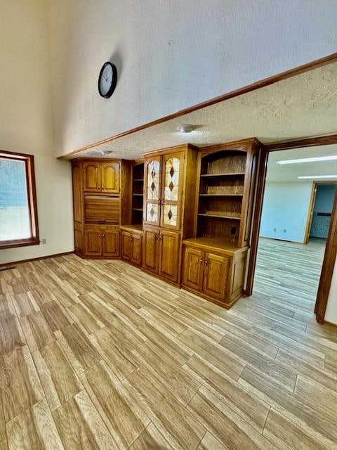 unfurnished living room with light wood-type flooring