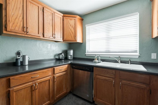 kitchen with stainless steel dishwasher and sink