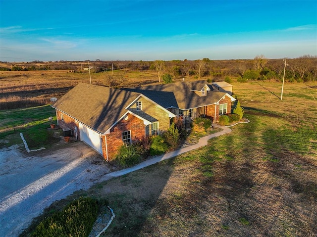 bird's eye view featuring a rural view