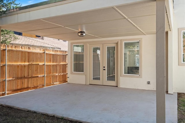 view of patio featuring french doors