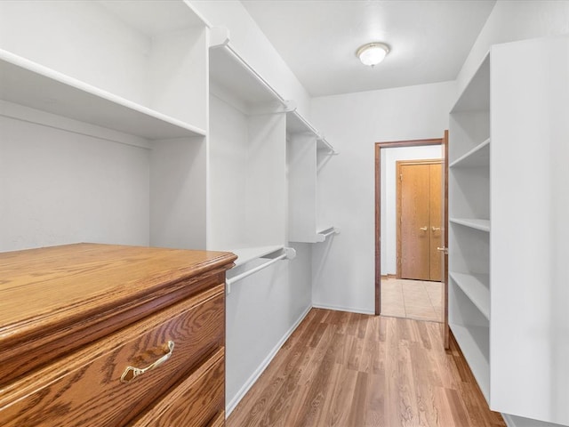 spacious closet with light wood-type flooring