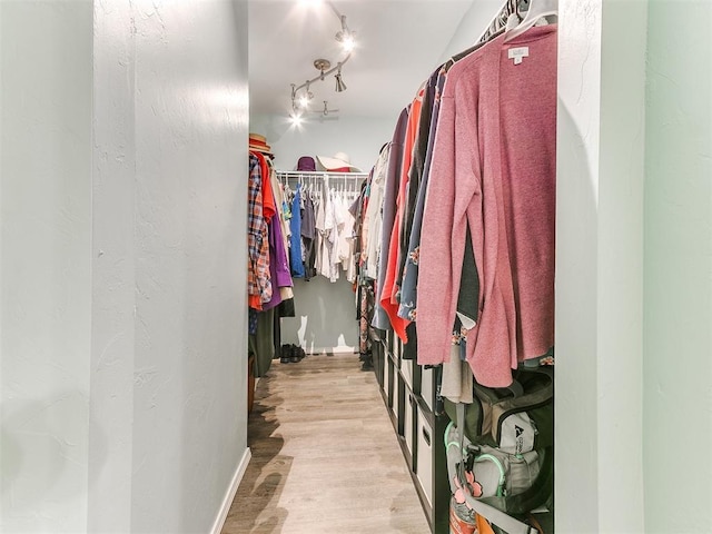 spacious closet featuring light hardwood / wood-style floors