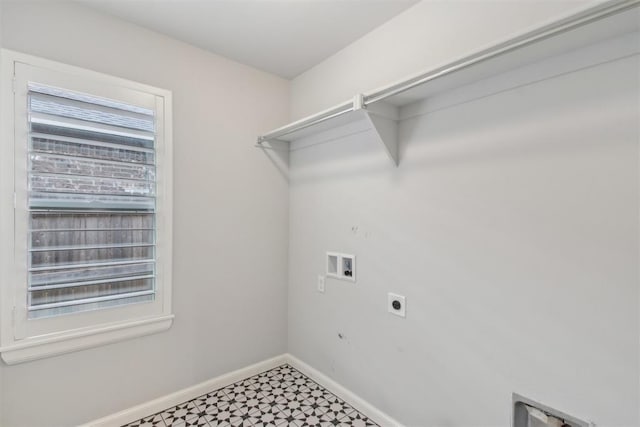 laundry room with washer hookup and electric dryer hookup