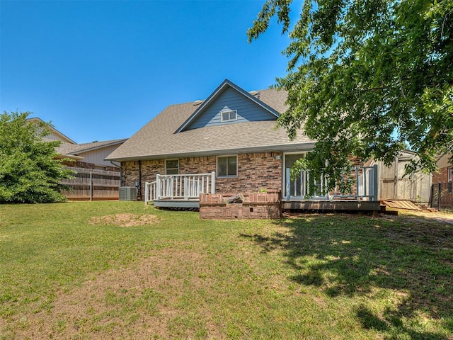 6404 Westway, Oklahoma City, OK 73142 - rear view of house with a deck and roof with shingles