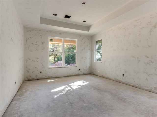 spare room featuring a raised ceiling