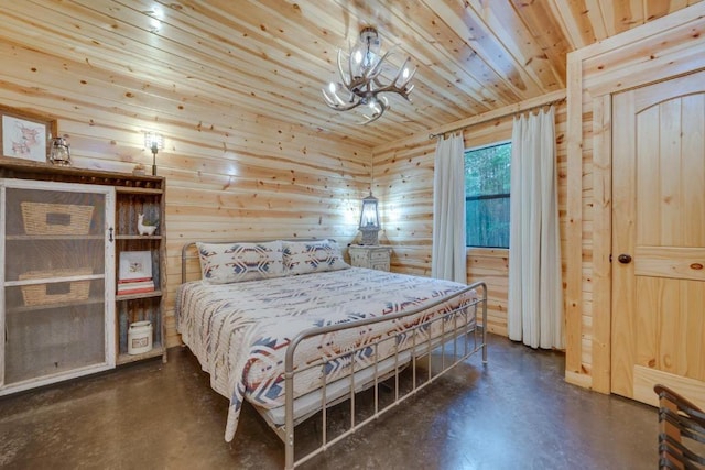 bedroom with wood ceiling