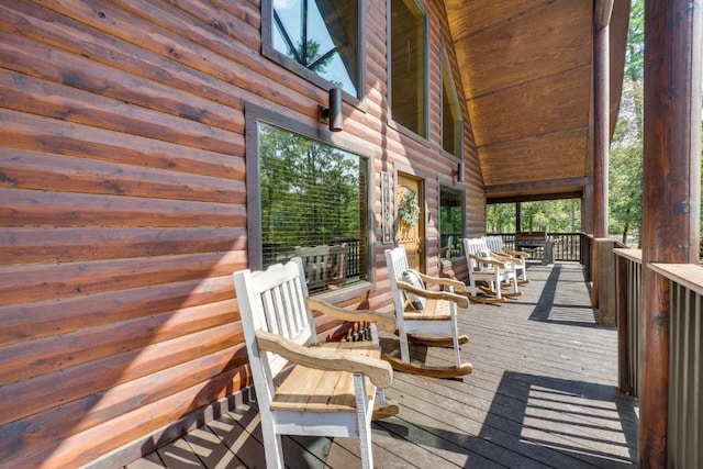 wooden deck featuring a porch