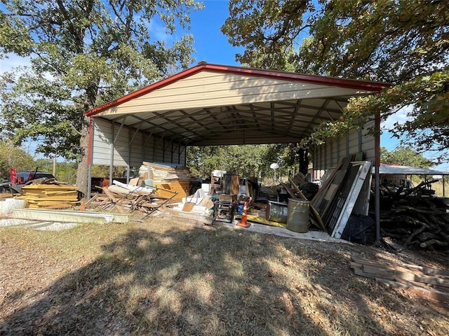 view of parking with a carport