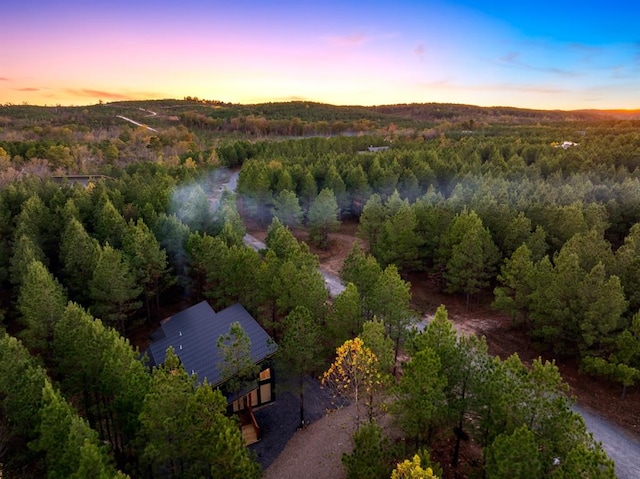 view of aerial view at dusk