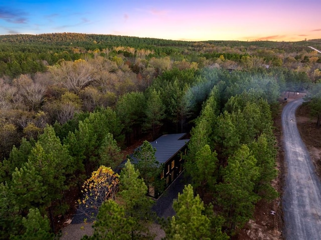 view of aerial view at dusk