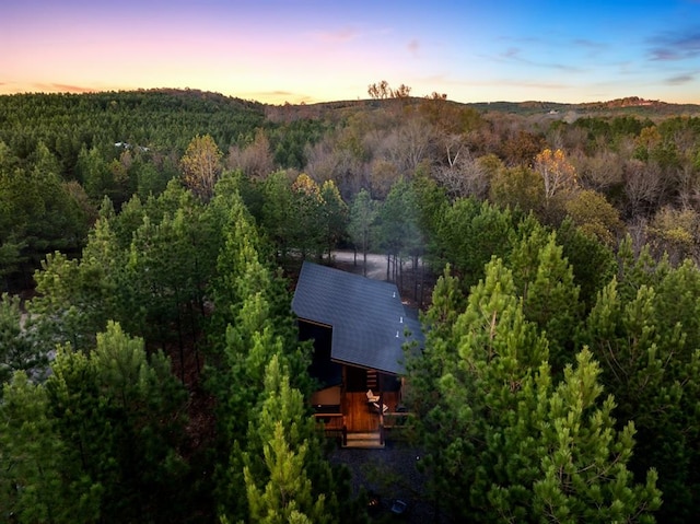 view of aerial view at dusk