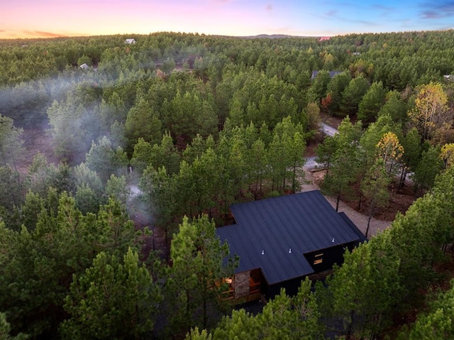 view of aerial view at dusk