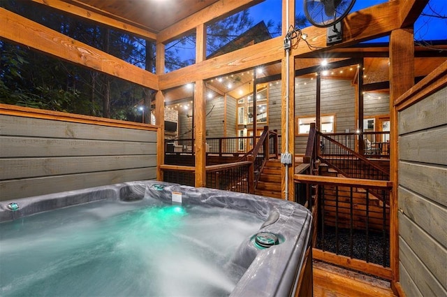 interior space featuring a hot tub