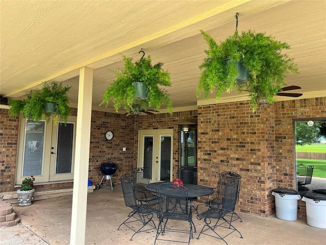 view of patio with grilling area and french doors