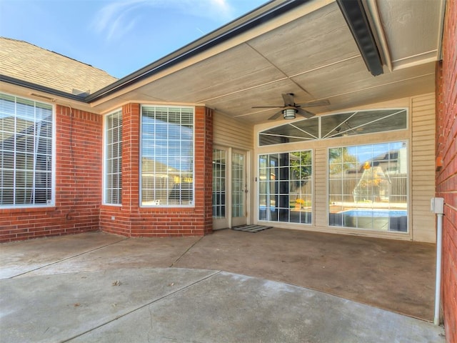 view of patio / terrace featuring ceiling fan