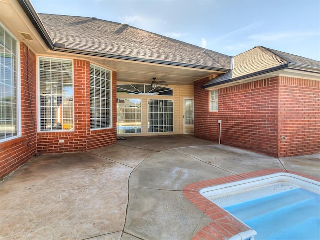 view of patio / terrace with ceiling fan