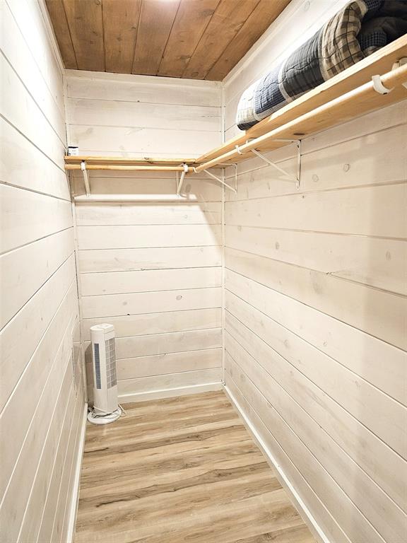 walk in closet with hardwood / wood-style flooring