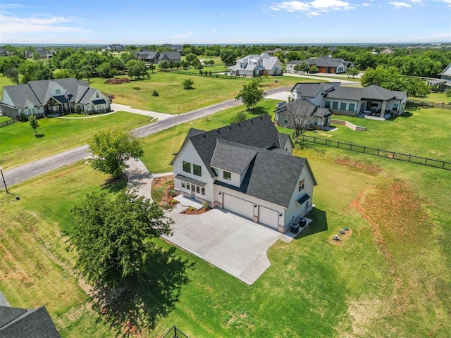 aerial view with a residential view